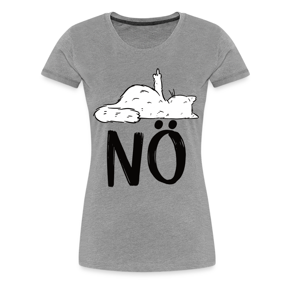 Katze Mittelfinger NÖ Lustiges Frauen Premium T-Shirt - Grau meliert