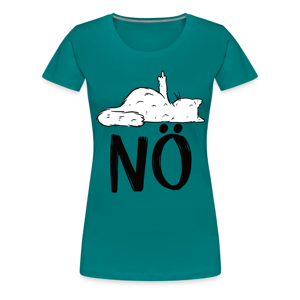 Katze Mittelfinger NÖ Lustiges Frauen Premium T-Shirt - Divablau