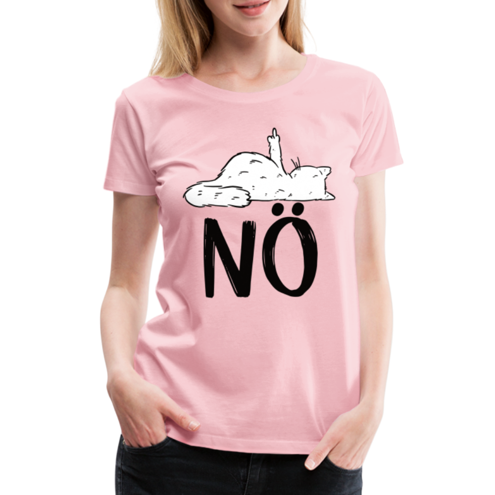 Katze Mittelfinger NÖ Lustiges Frauen Premium T-Shirt - Hellrosa