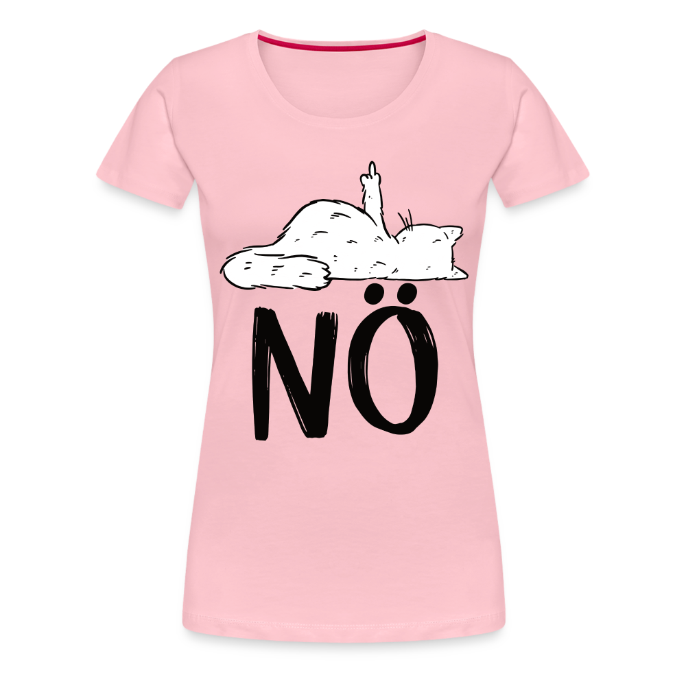 Katze Mittelfinger NÖ Lustiges Frauen Premium T-Shirt - Hellrosa