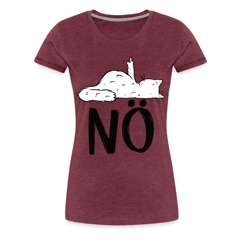 Katze Mittelfinger NÖ Lustiges Frauen Premium T-Shirt - Bordeauxrot meliert