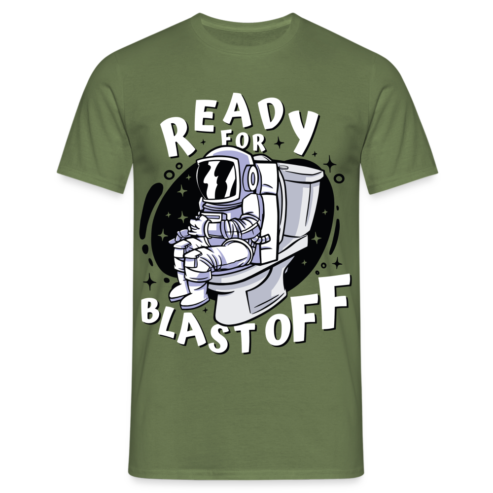 Astronaut auf dem Topf Ready for Blast off Lustiges T-Shirt - Militärgrün