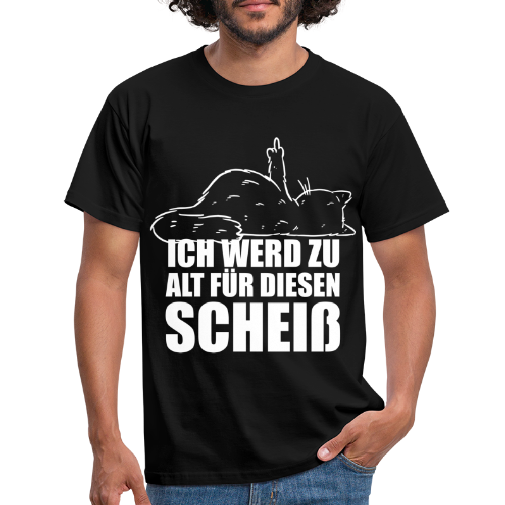 Katze Mittelfinger Ich werd zu alt für diesen Scheiß Lustiges T-Shirt - Schwarz