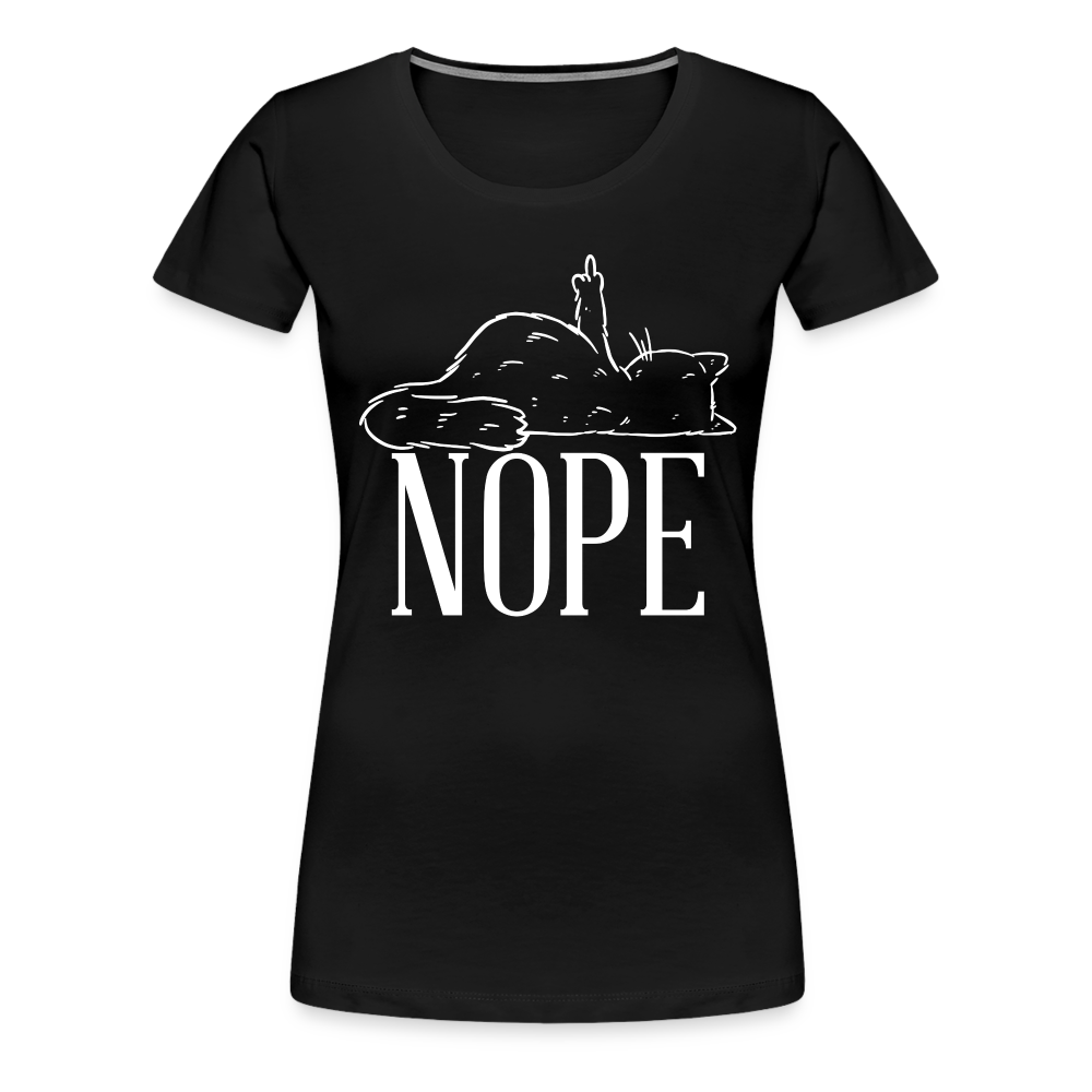 Katze Mittelfinger Nein NOPE Lustiges Frauen Premium T-Shirt - Schwarz