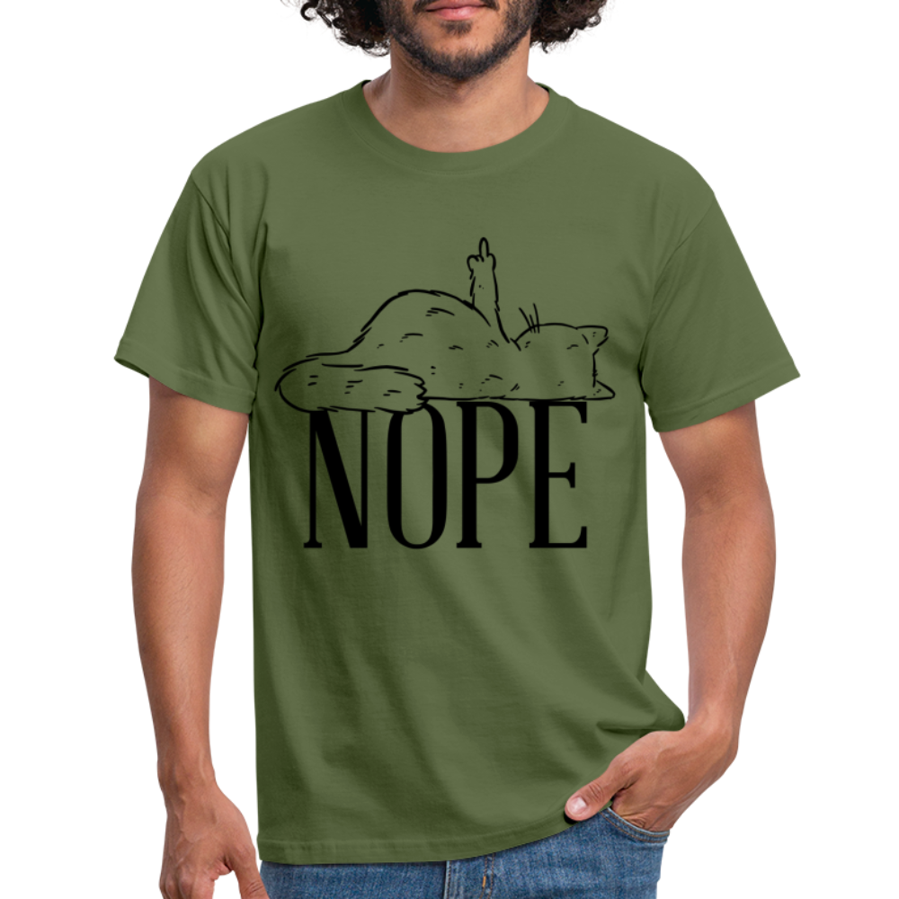 Katze Mittelfinger Nein NOPE Lustiges T-Shirt - Militärgrün