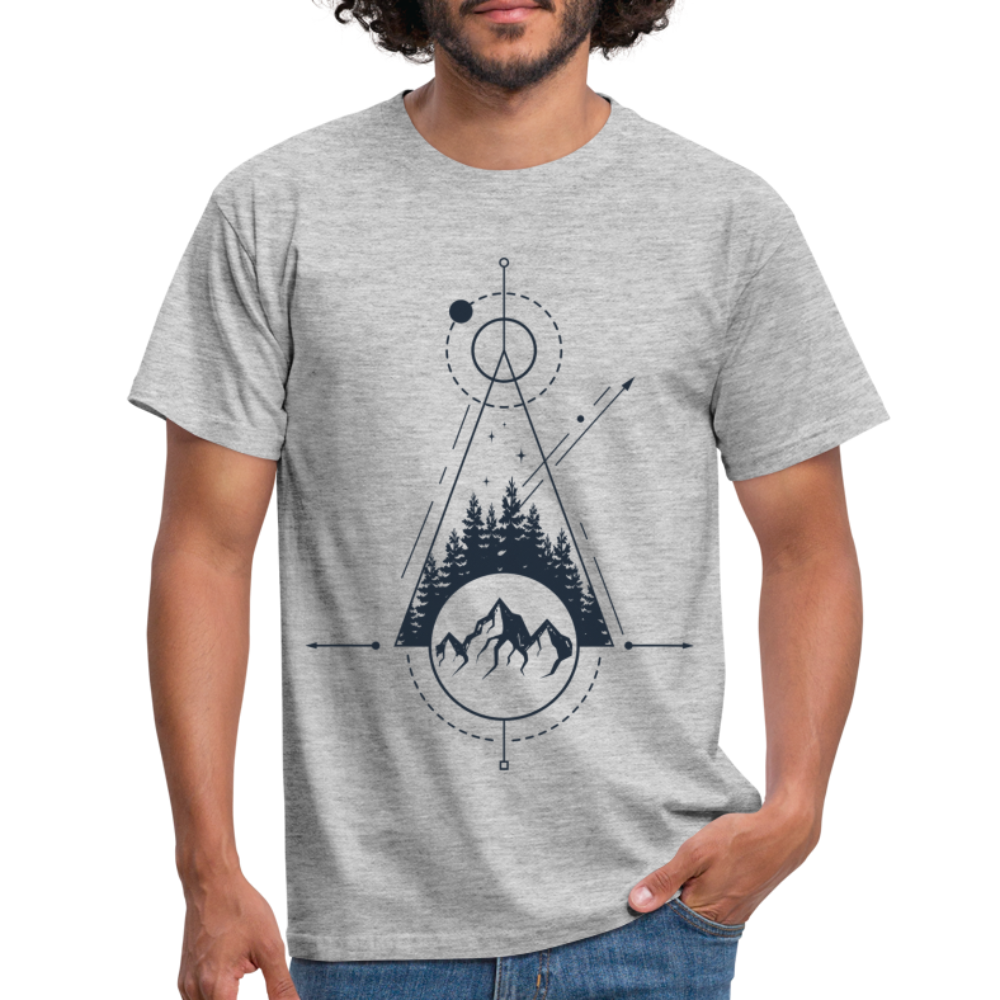 Berge Geometrisch Natur T-Shirt - Grau meliert