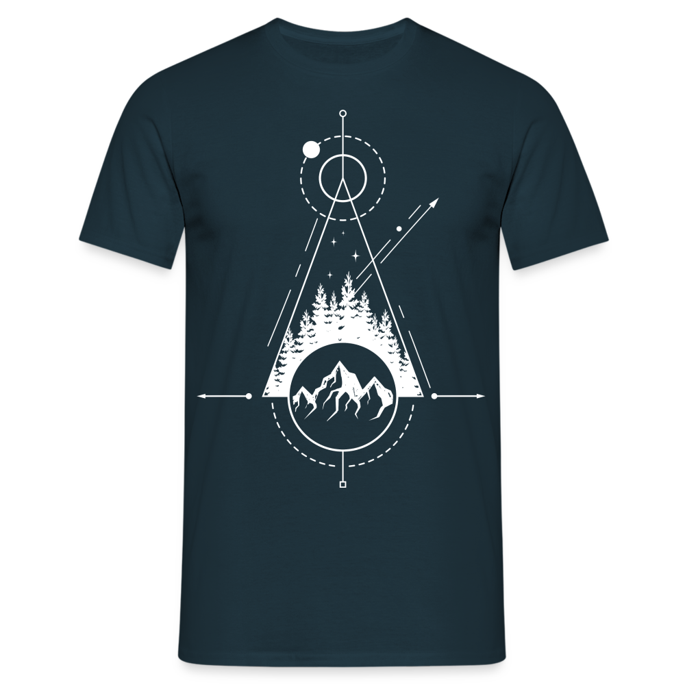 Berge Geometrisch Natur T-Shirt - Navy