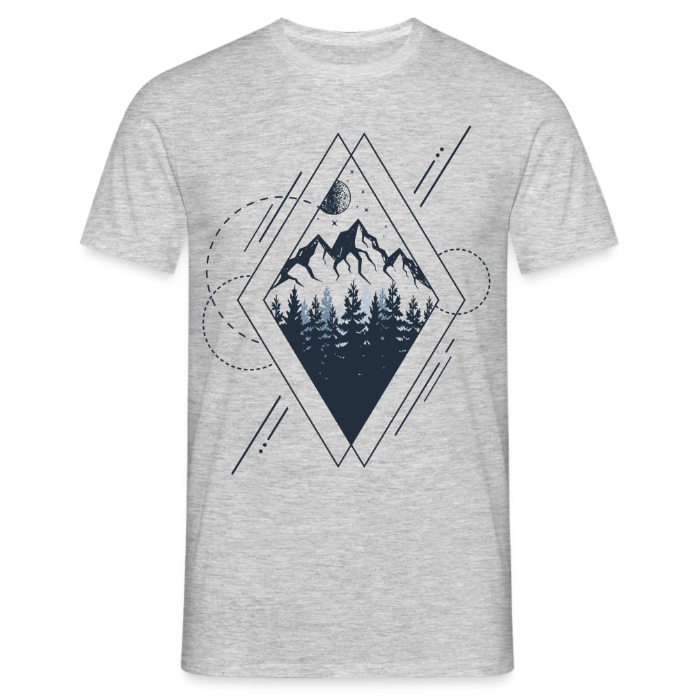 Berge Natur Geometrisch T-Shirt - Grau meliert
