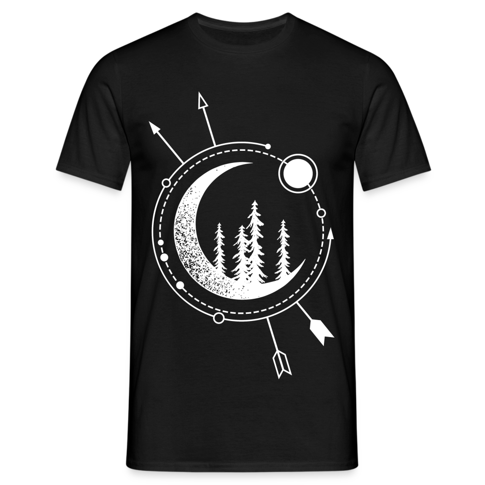 Natur Mond Geometrisch T-Shirt - Schwarz