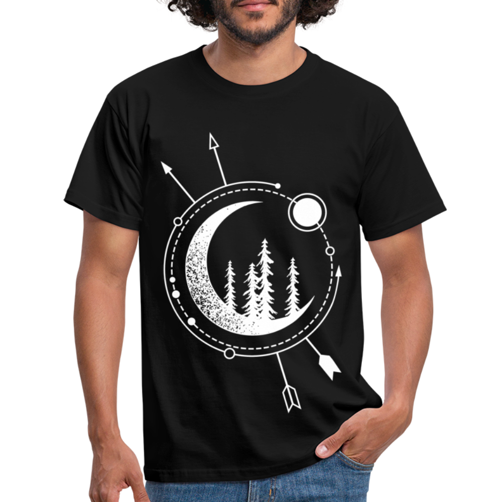 Natur Mond Geometrisch T-Shirt - Schwarz