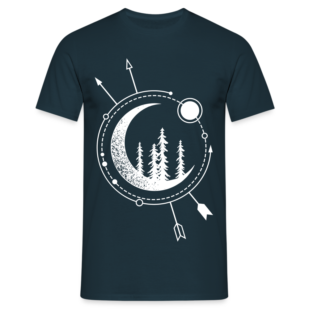 Natur Mond Geometrisch T-Shirt - Navy