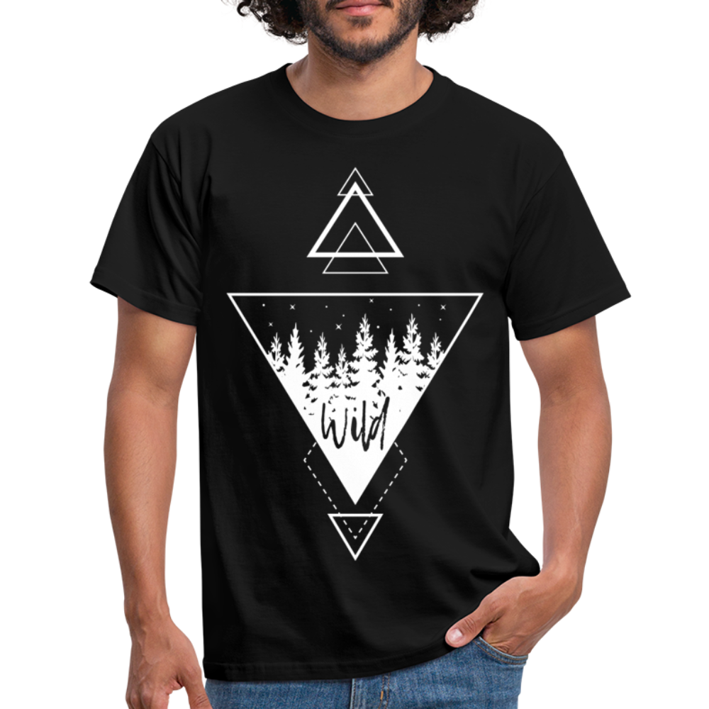 Natur Wald Wildnis Geometrisch T-Shirt - Schwarz