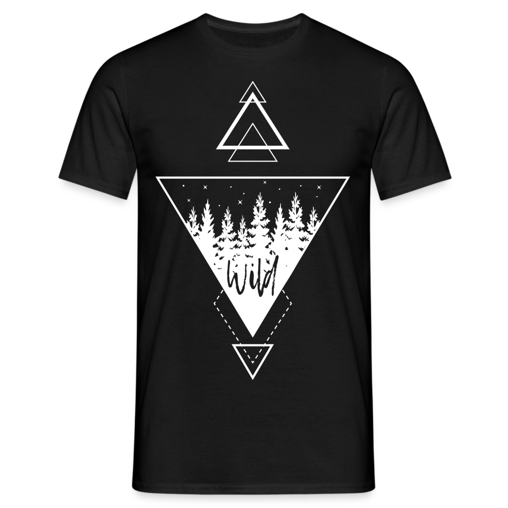 Natur Wald Wildnis Geometrisch T-Shirt - Schwarz