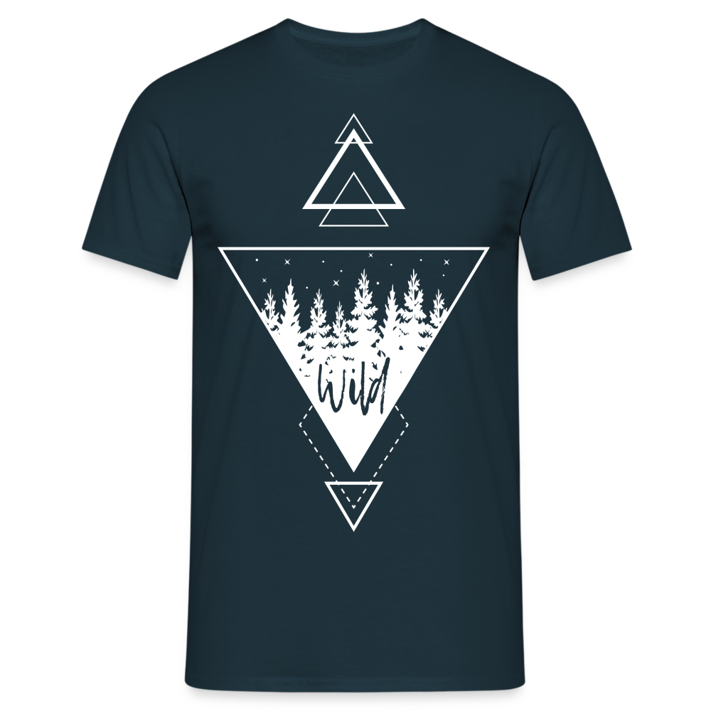 Natur Wald Wildnis Geometrisch T-Shirt - Navy