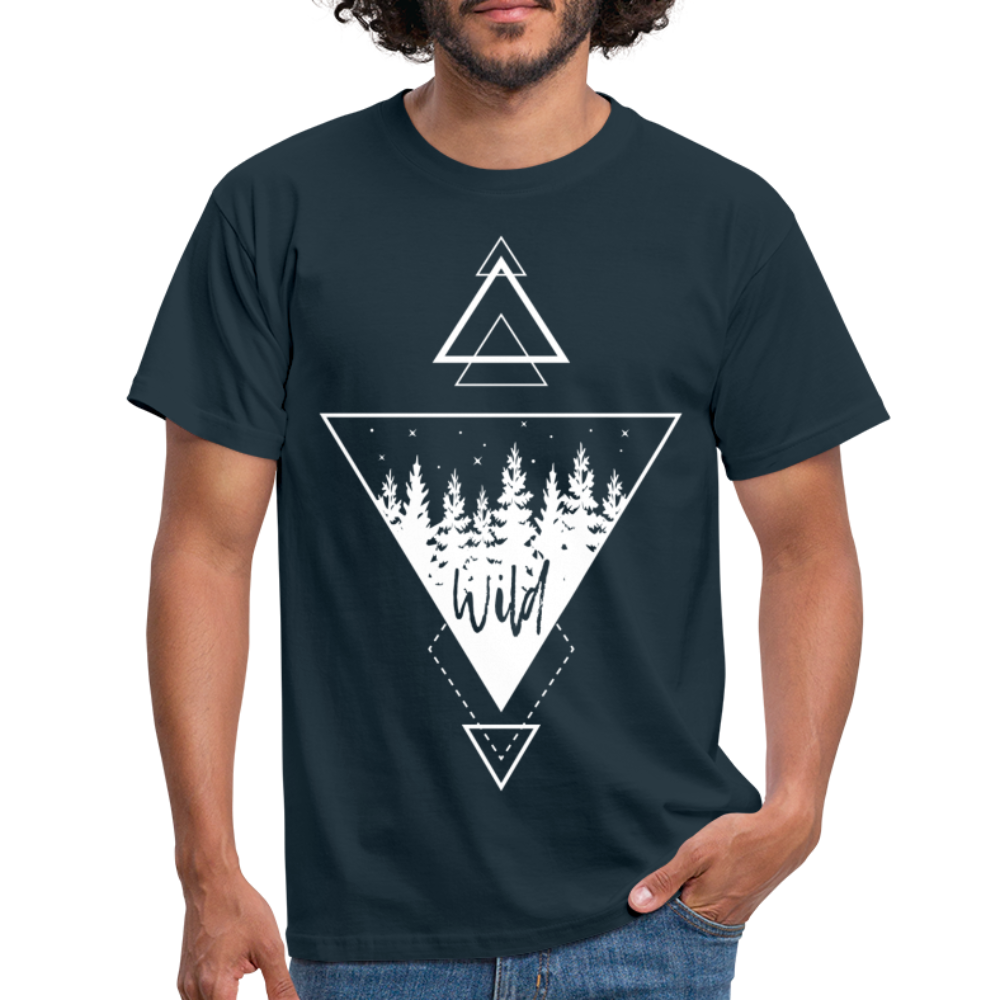 Natur Wald Wildnis Geometrisch T-Shirt - Navy