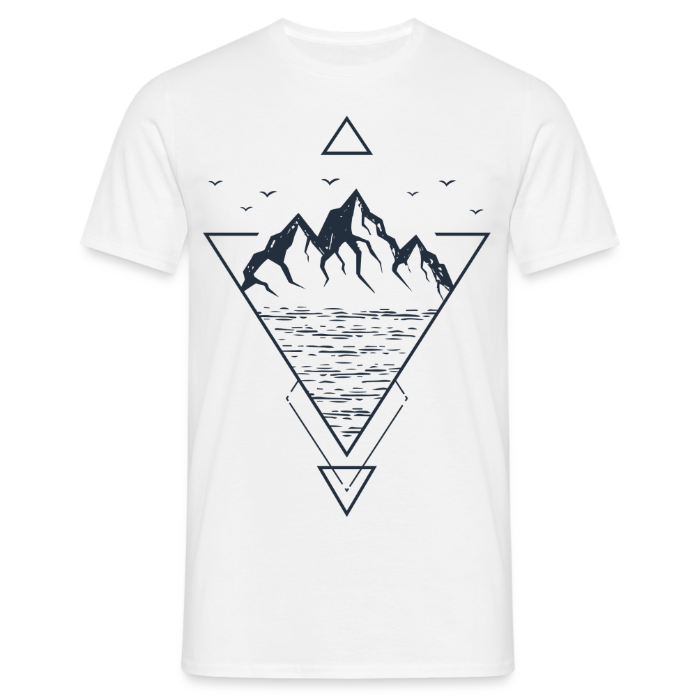 Berge Natur See Geometrisch T-Shirt - weiß