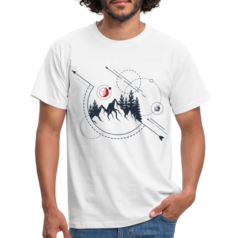 Berge Natur Mond Geometrisch T-Shirt - weiß