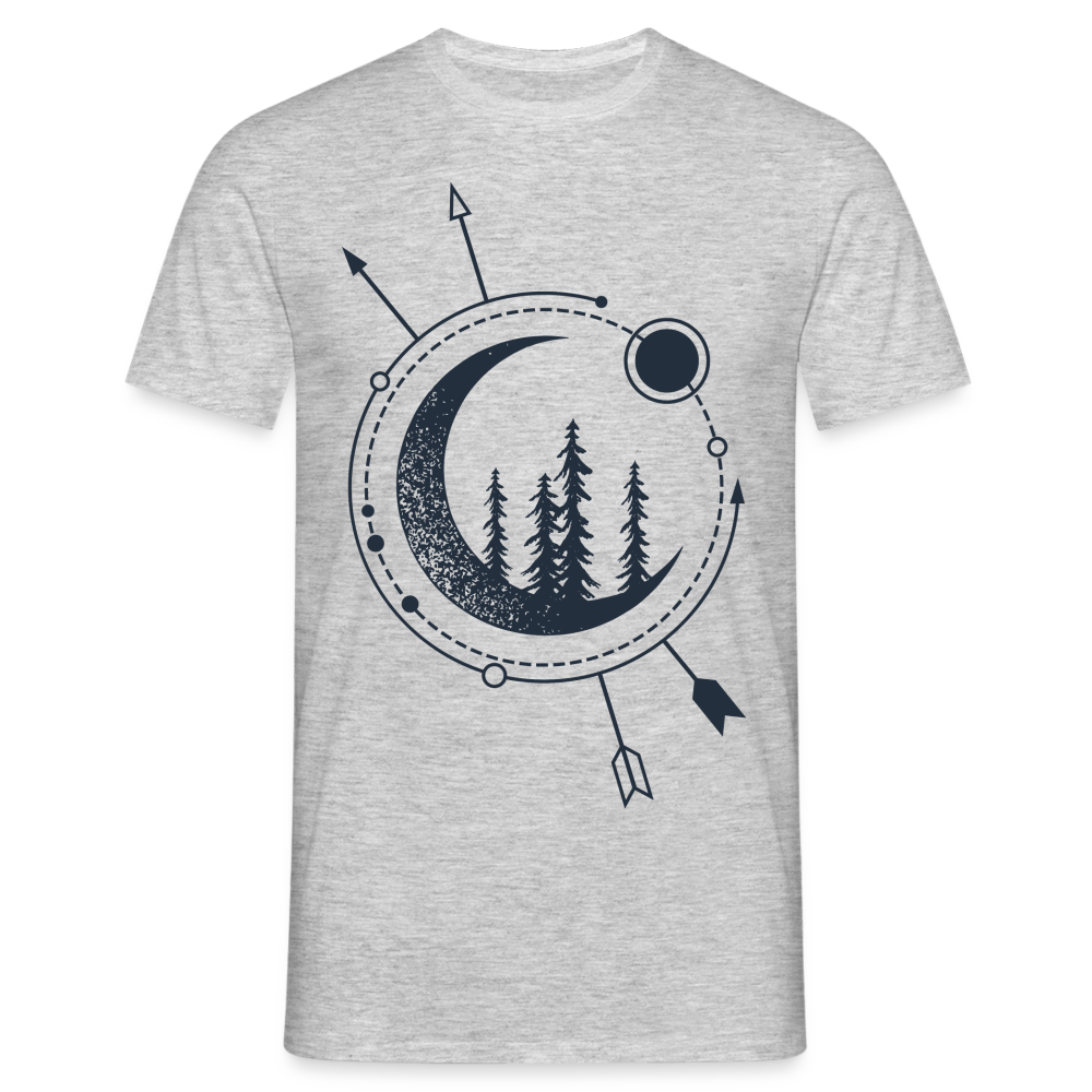 Natur Mond Geometrisch T-Shirt - Grau meliert