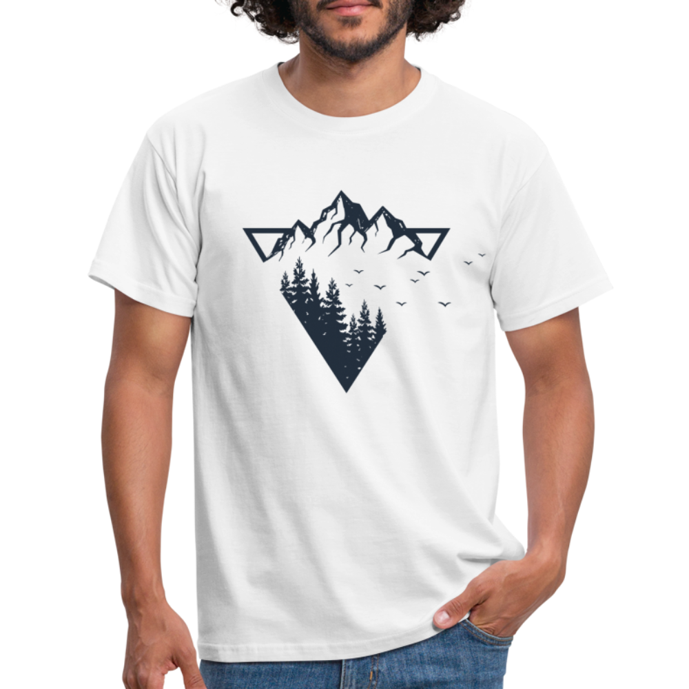 Berge Natur Geometrisch T-Shirt - weiß