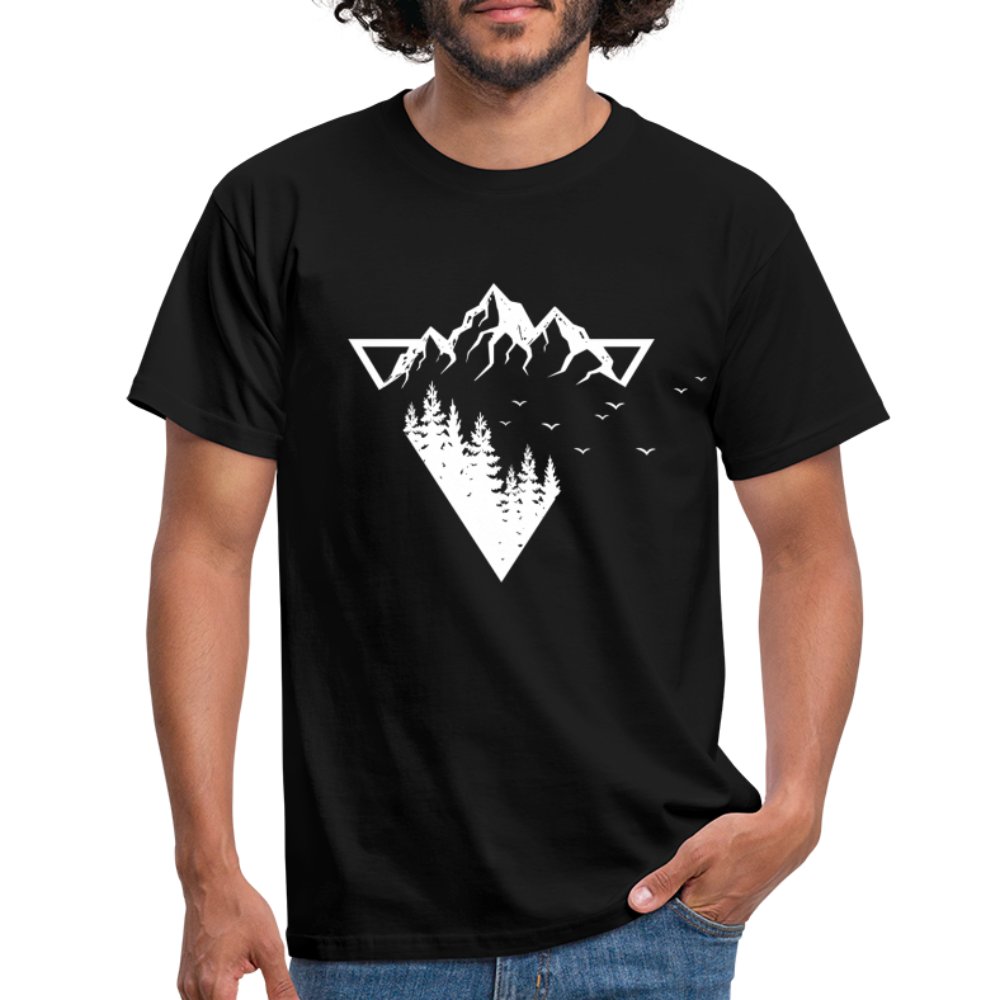 Berge Natur Geometrisch T-Shirt - Schwarz