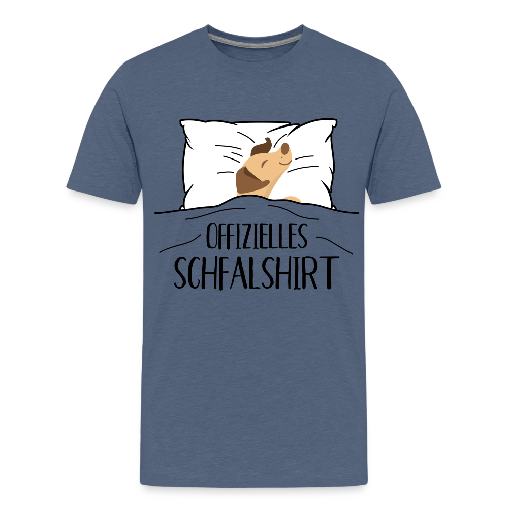 Hund im Bett Offizielles Schlafshirt Lustiges Teenager Premium T-Shirt - Blau meliert