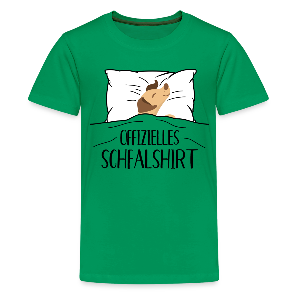 Hund im Bett Offizielles Schlafshirt Lustiges Teenager Premium T-Shirt - Kelly Green