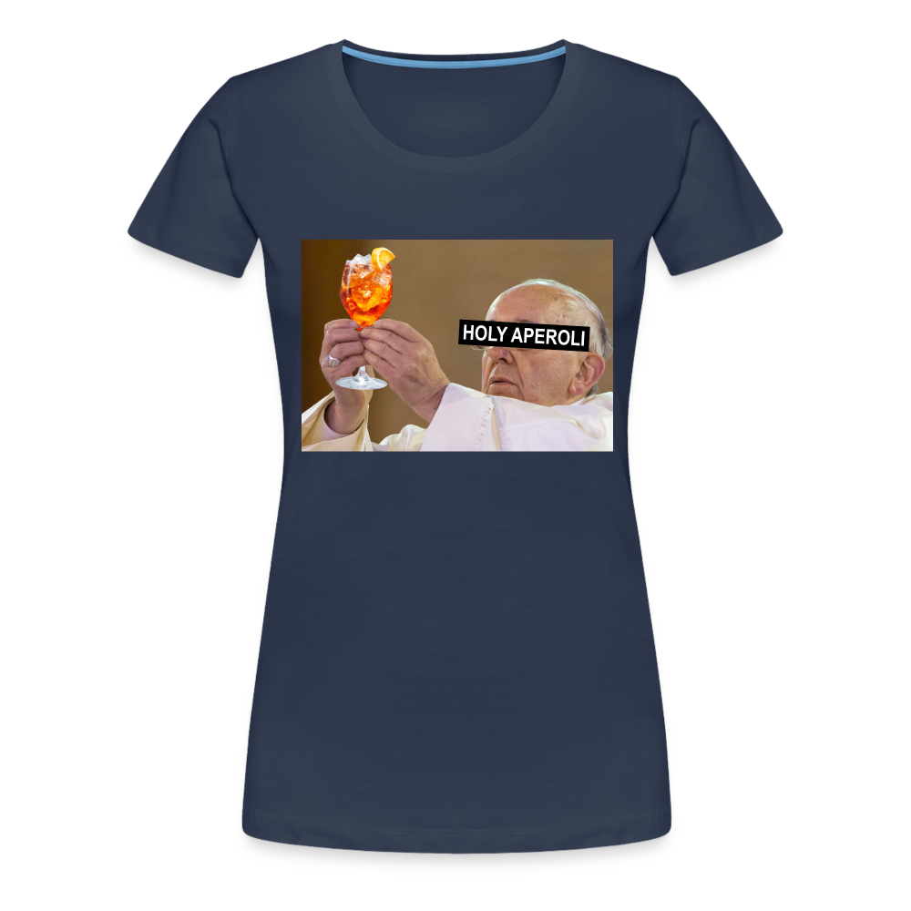 Holy Aperoli Shirt Lustiges Papst Meme Frauen Premium T-Shirt - Navy
