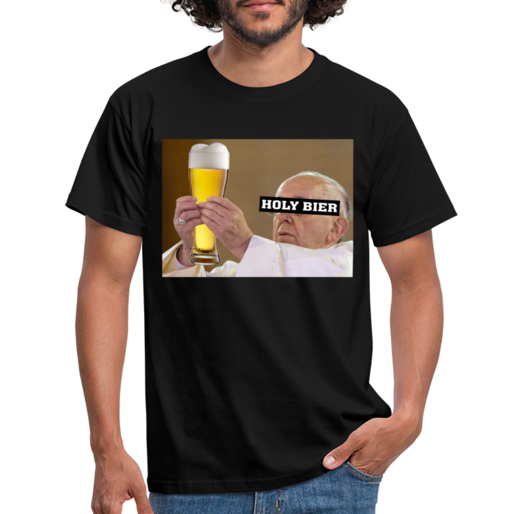 Bier Shirt Holy Beer Papst Meme Lustiges Bier T-Shirt - Schwarz