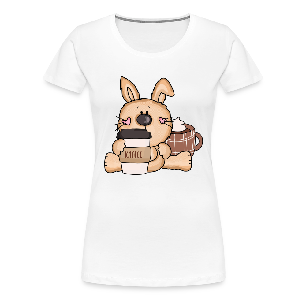 Süßer Hase mit Kaffee Frauen Premium T-Shirt - weiß