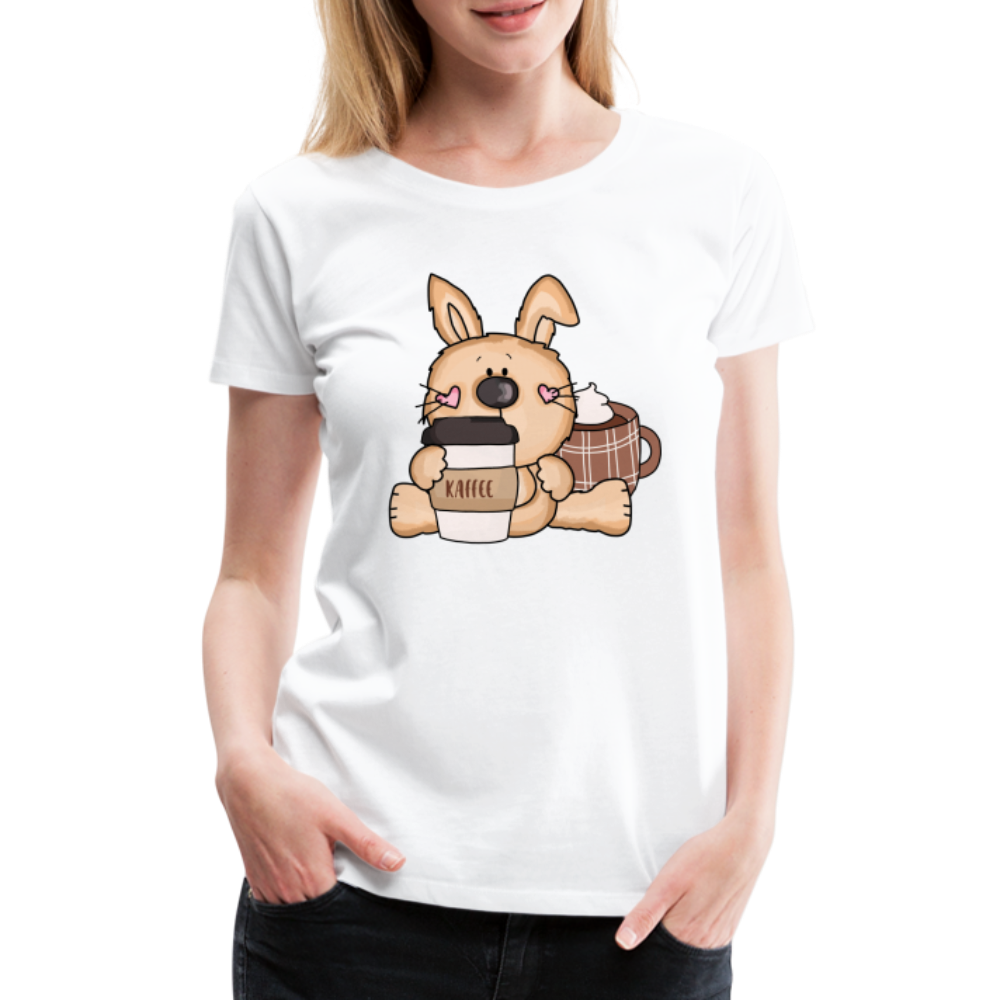 Süßer Hase mit Kaffee Frauen Premium T-Shirt - weiß