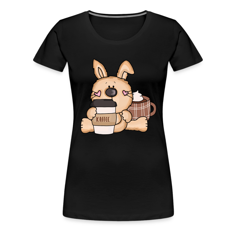 Süßer Hase mit Kaffee Frauen Premium T-Shirt - Schwarz