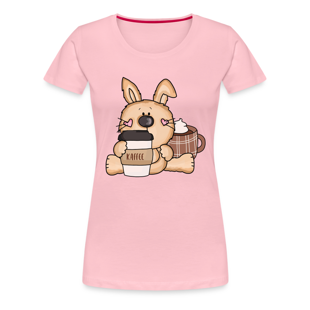 Süßer Hase mit Kaffee Frauen Premium T-Shirt - Hellrosa