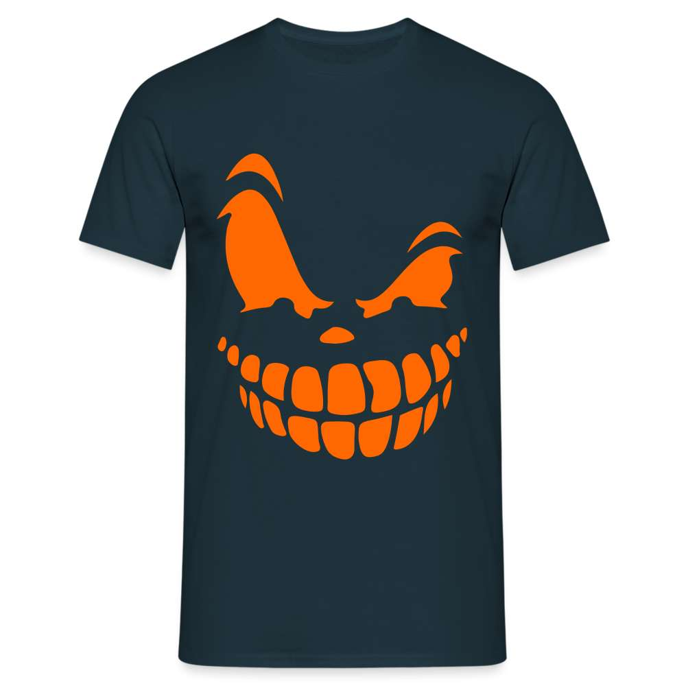 Halloween Shirt Kürbis Gesicht Lustiges Kostüm T-Shirt - Navy