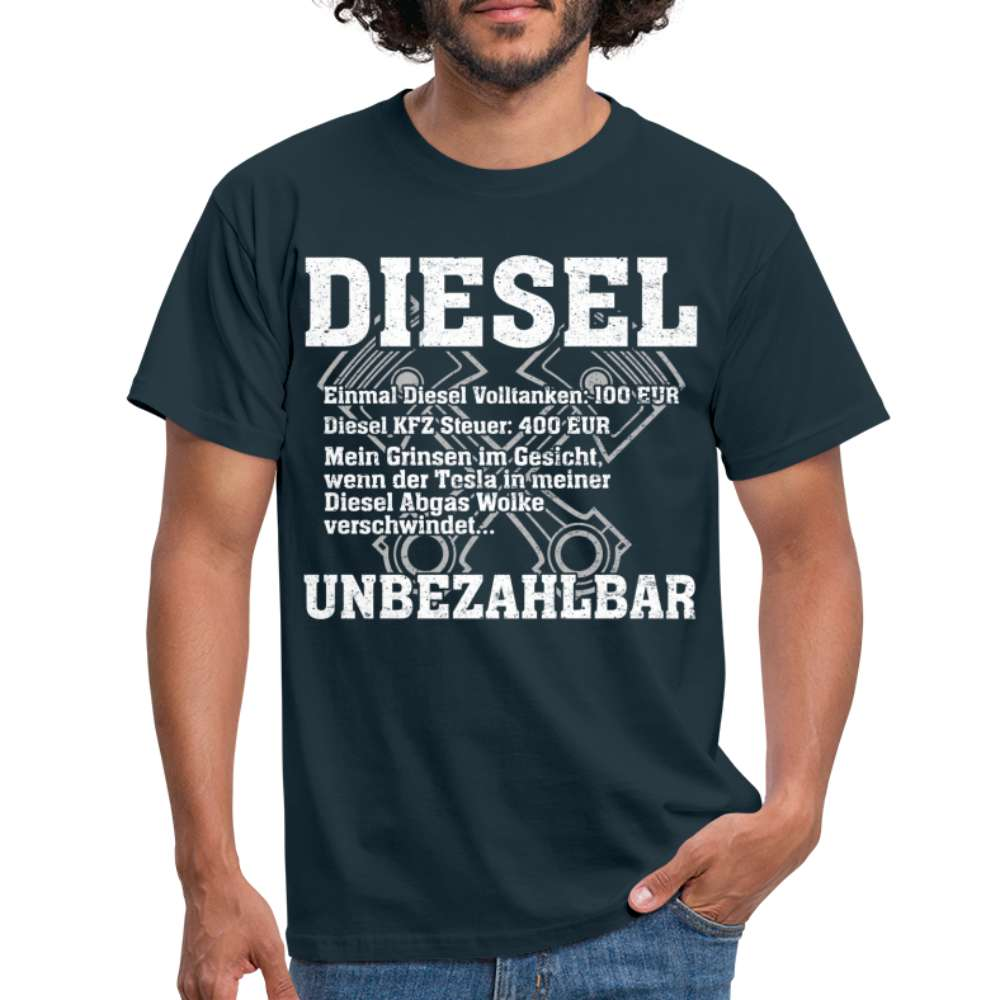 Diesel statt Elektro Shirt Diesel Unbezahlbar Lustiges T-Shirt - Navy