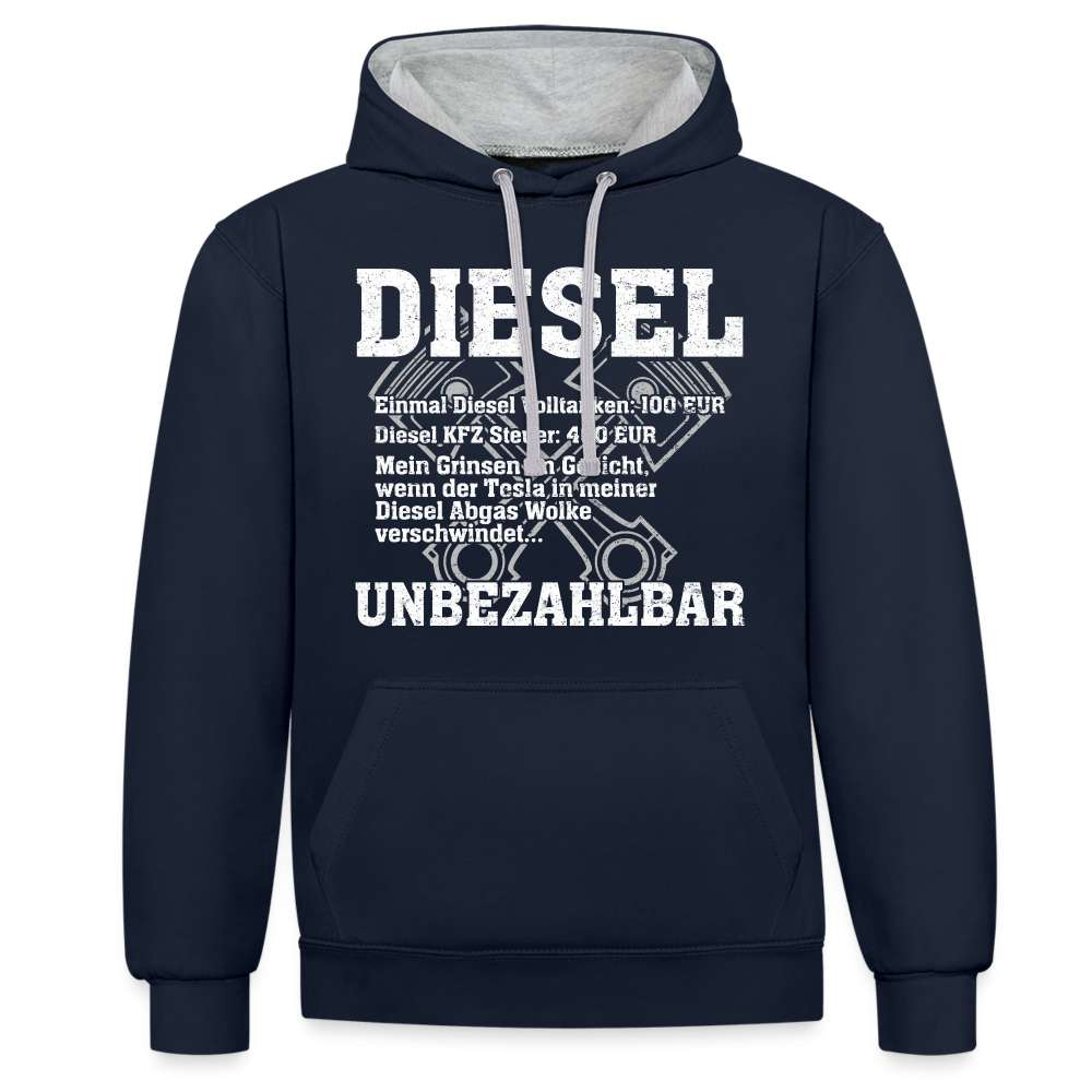 Diesel statt Elektro Hoodie Diesel Unbezahlbar Lustiger Hoodie - Navy/Grau meliert