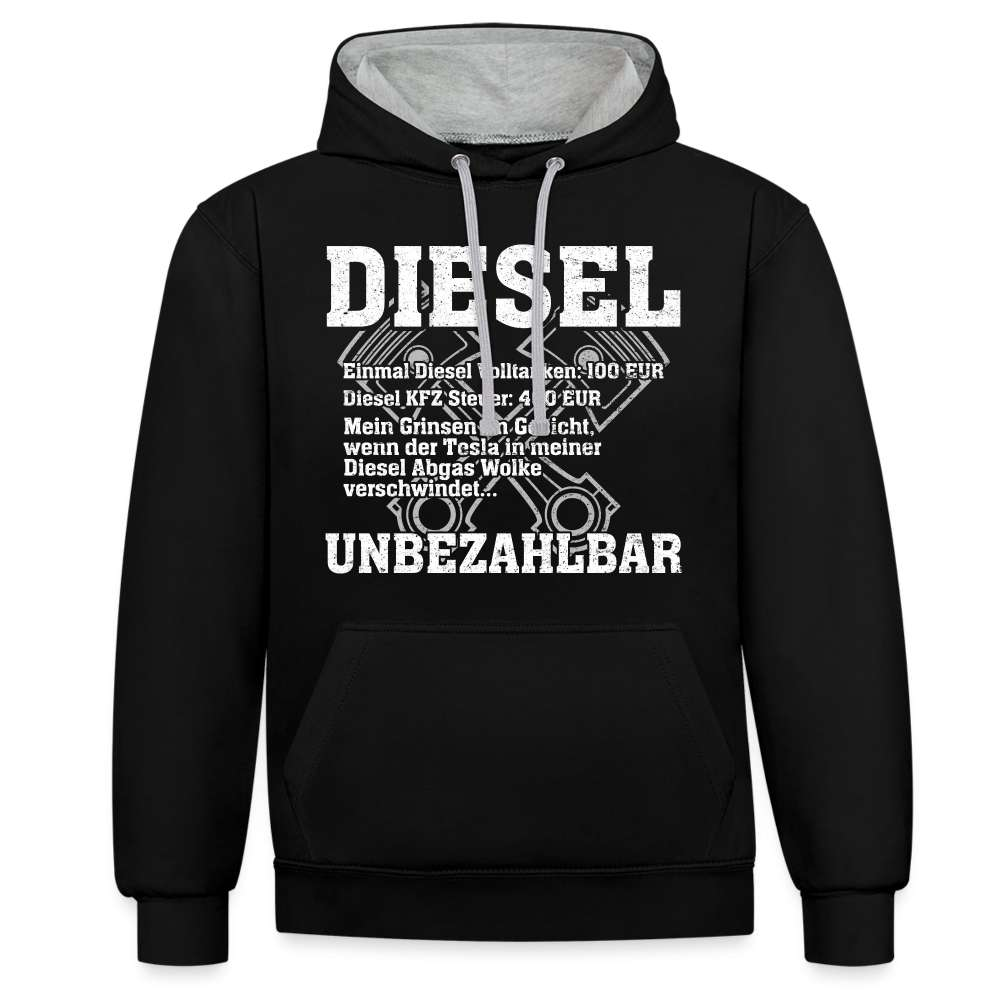 Diesel statt Elektro Hoodie Diesel Unbezahlbar Lustiger Hoodie - Schwarz/Grau meliert