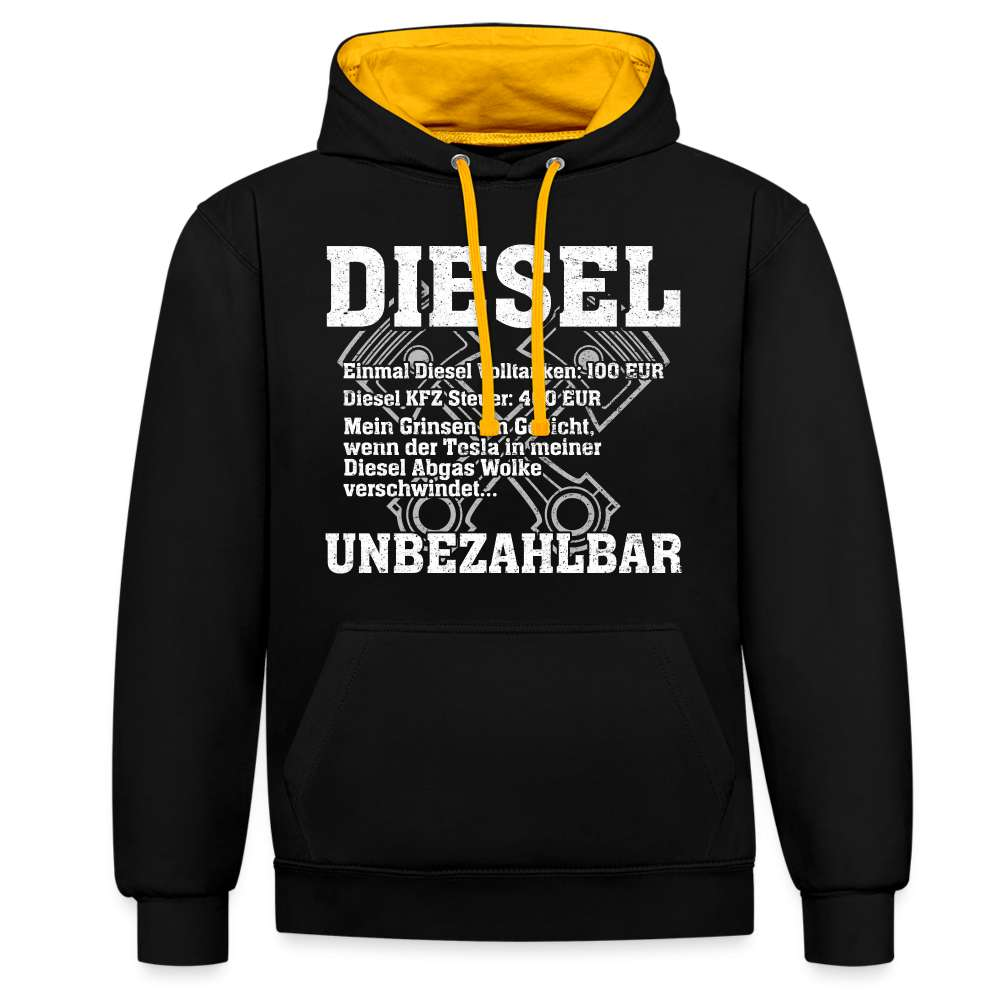 Diesel statt Elektro Hoodie Diesel Unbezahlbar Lustiger Hoodie - Schwarz/Gold