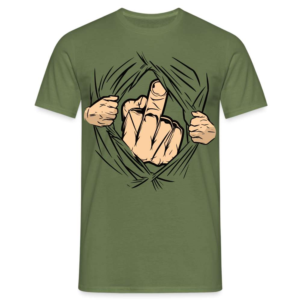 Mittelfinger Shirt Der Super Mittelfinger Lustiges T-Shirt - Militärgrün