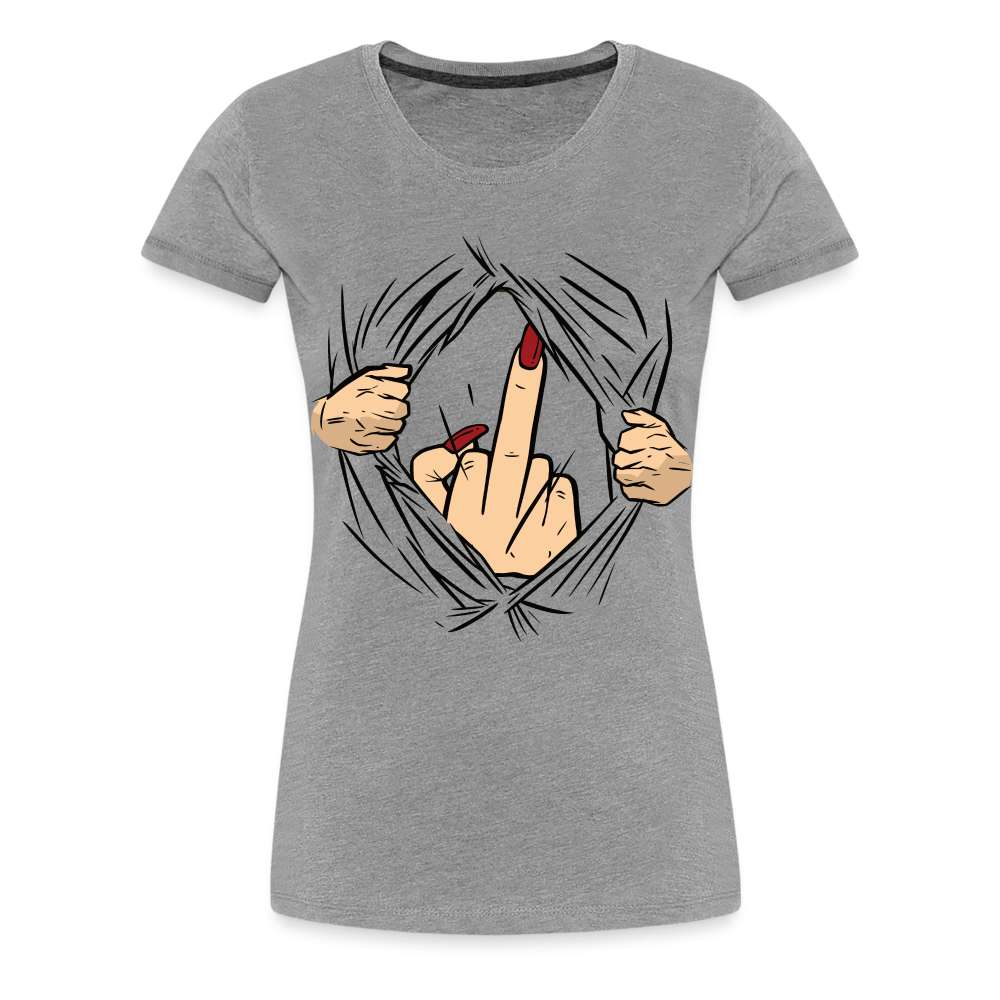 Mittelfinger Shirt Der Super Mittelfinger Lustiges Frauen Premium T-Shirt - Grau meliert