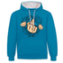 Mittelfinger Hoodie Der Super Mittelfinger Lustiger Hoodie - Pfauenblau/Grau meliert