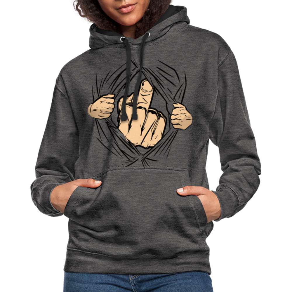 Mittelfinger Hoodie Der Super Mittelfinger Lustiger Hoodie - Anthrazit/Schwarz