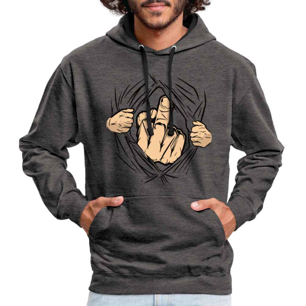 Mittelfinger Hoodie Der Super Mittelfinger Lustiger Hoodie - Anthrazit/Schwarz