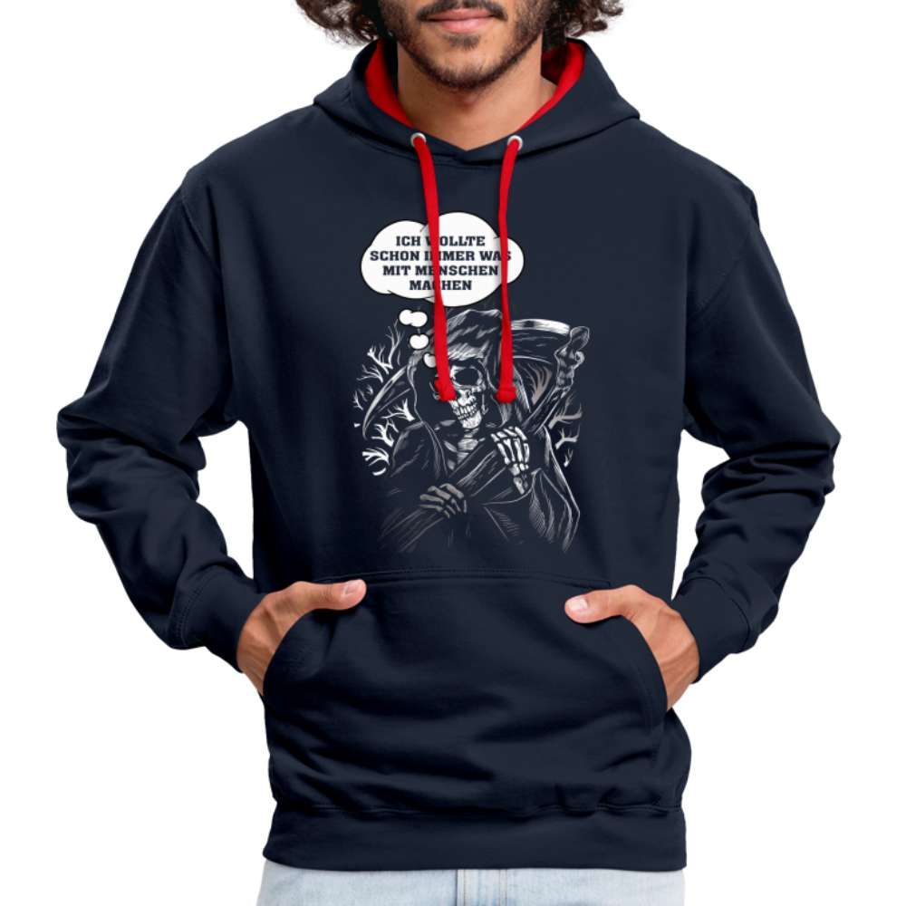 Sensenmann - Ich wollte schon immer was mit Menschen machen Lustiger Hoodie - Navy/Rot