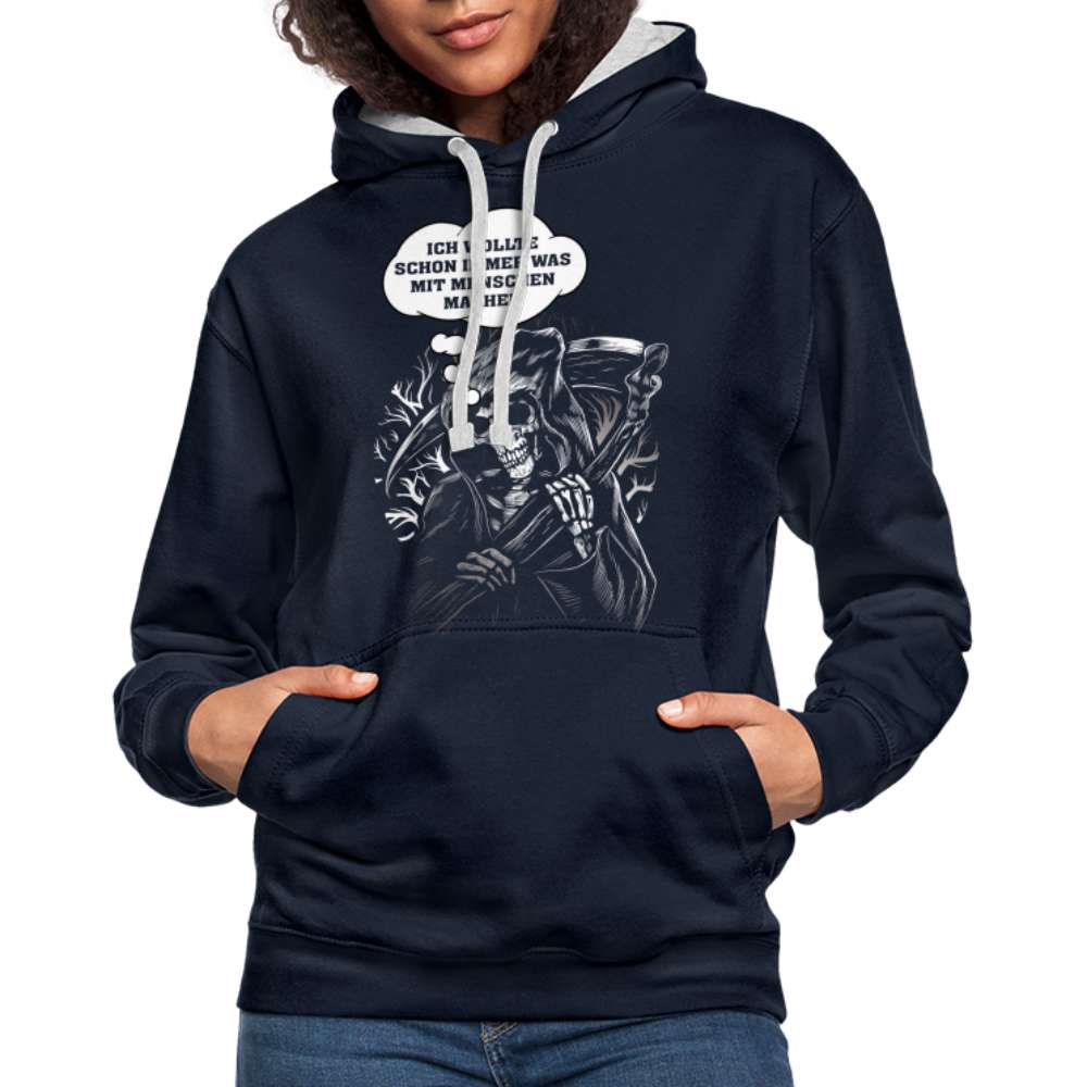 Sensenmann - Ich wollte schon immer was mit Menschen machen Lustiger Hoodie - Navy/Grau meliert