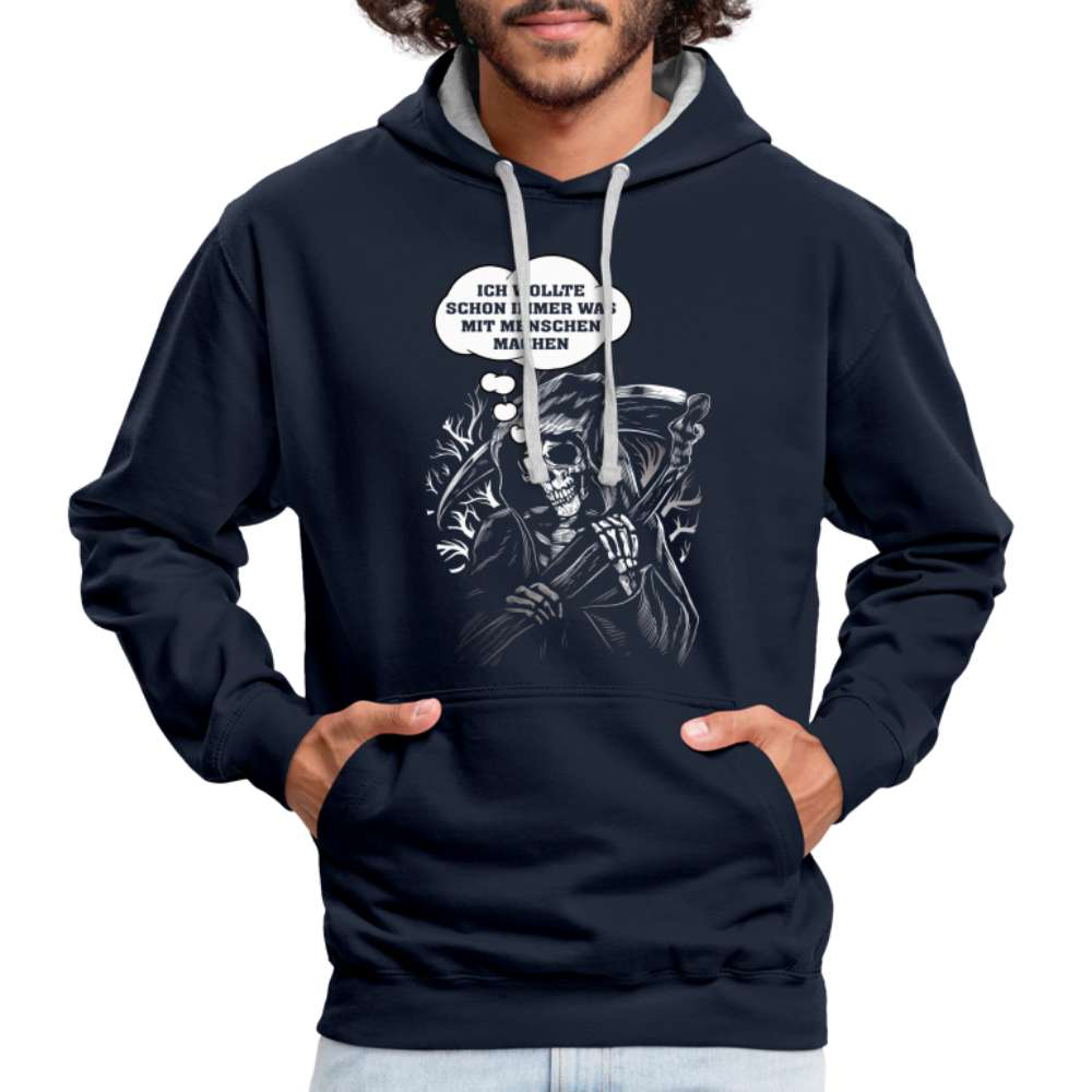 Sensenmann - Ich wollte schon immer was mit Menschen machen Lustiger Hoodie - Navy/Grau meliert