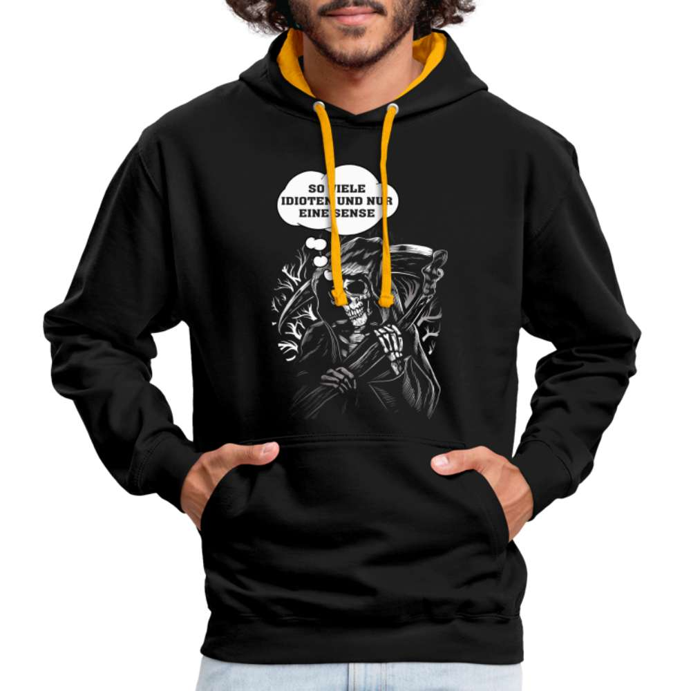 Sensenmann - So viele Idioten und nur eine Sense Lustiger Hoodie - Schwarz/Gold