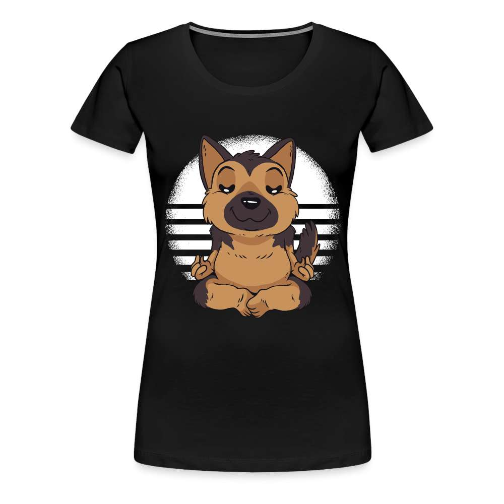 Süßer Hund macht Yoga Lustiges Frauen Premium T-Shirt - Schwarz