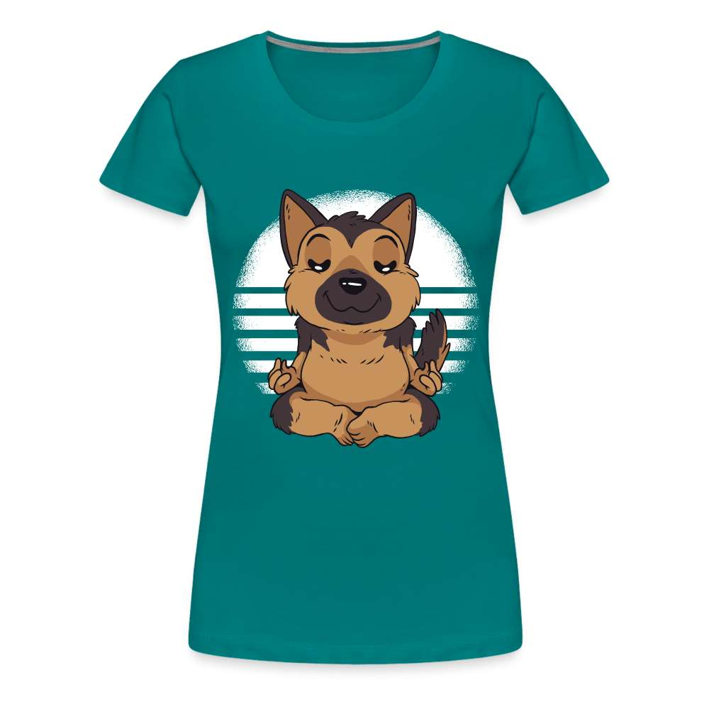 Süßer Hund macht Yoga Lustiges Frauen Premium T-Shirt - Divablau