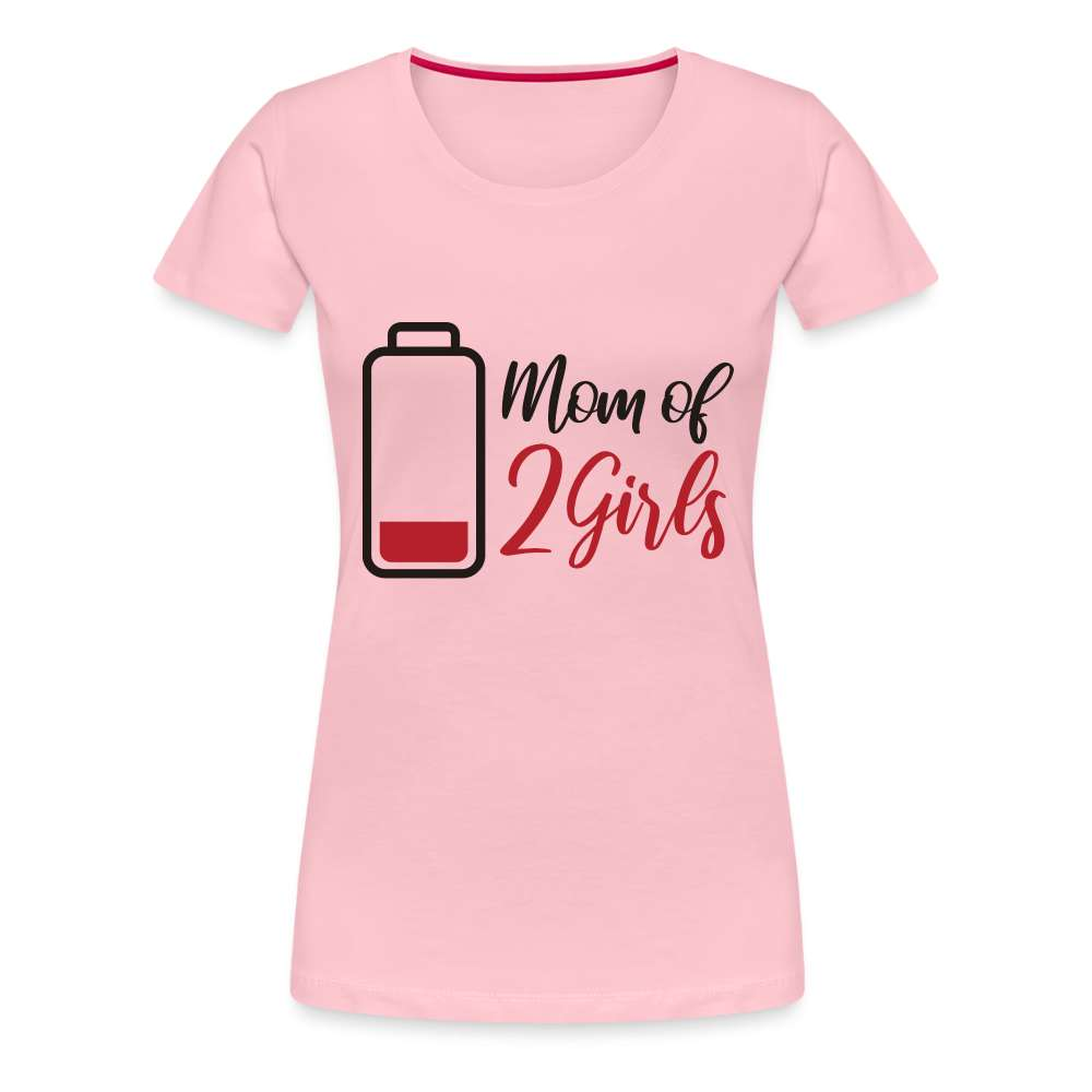 Mama Akku Shirt - Mutter von 2 Mädchen - Mom of 2 Girls Premium T-Shirt - Hellrosa