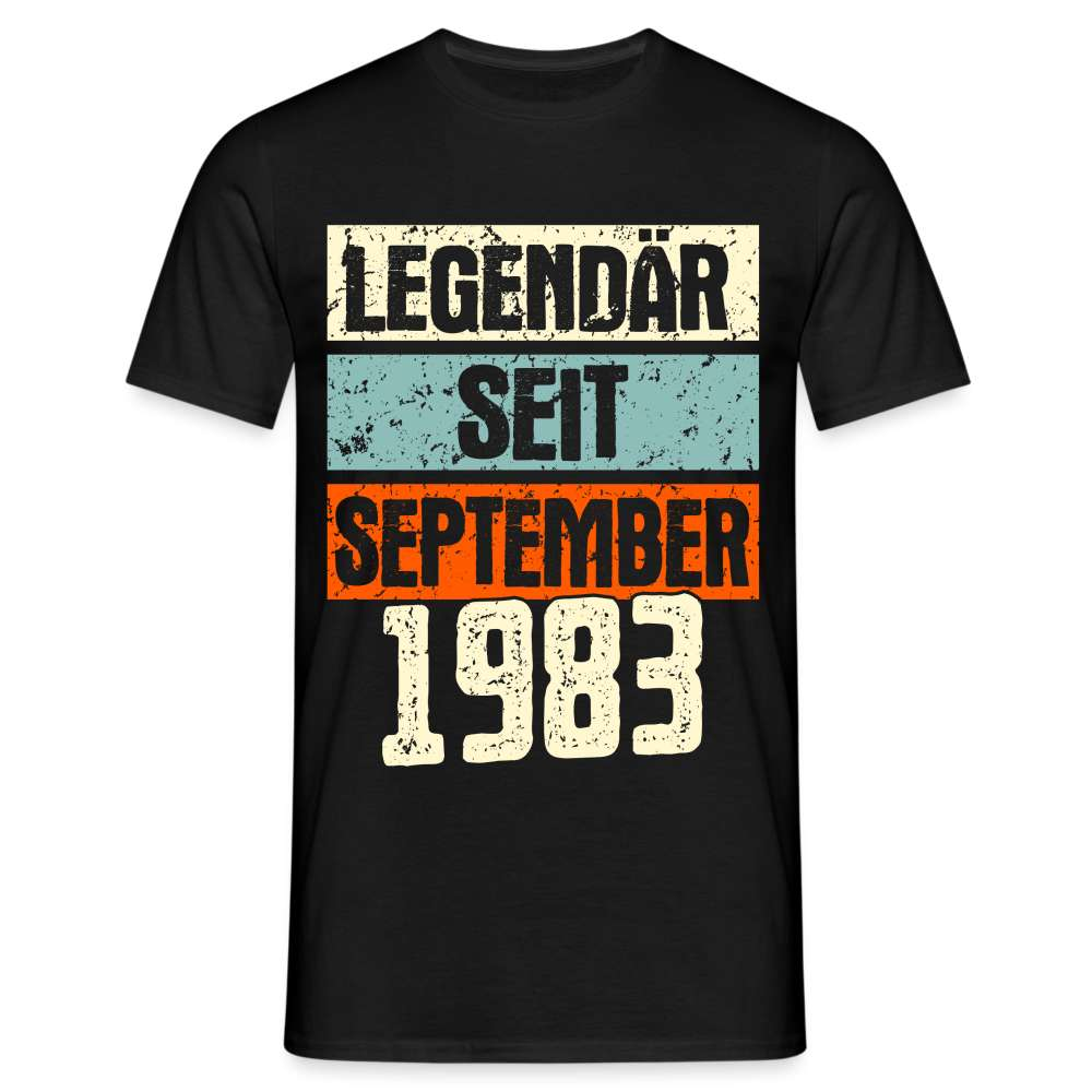 Geburtstags Shirt Legendär seit September 1983 Geschenk T-Shirt - Schwarz